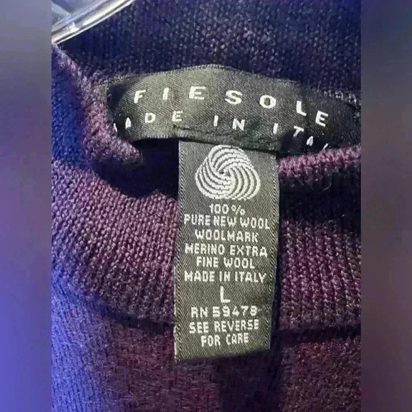 Fiesole 100% fine wool sweater size L purple - Picture 2 of 5